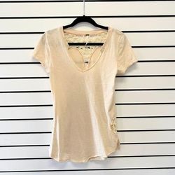 Free People Tops | Free People Lace Back Short Sleeve Top Cream | Color: Cream | Size: M