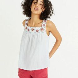 Madewell Tops | Hp Madewell Embroidered Island Stripe Tank In Sky | Color: Blue/White | Size: S