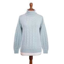 Prestige in Sky Blue,'Soft Knit Baby Alpaca Blend Turtleneck Sweater from Peru'