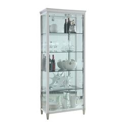 Contemporary Tempered Glass Curio w/ Shelves, Lighting & Locking Doors - Chintaly 6652-CUR