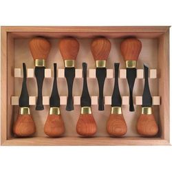 Flexcut Premium Deluxe Palm Set SS Blade Cherry Wood Handles FRP405
