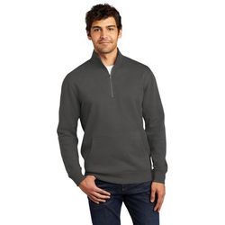 District DT6106 V.I.T. Fleece 1/4-Zip T-Shirt in Charcoal size 2XL | Cotton