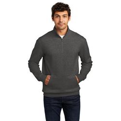 District DT6106 V.I.T. Fleece 1/4-Zip T-Shirt in Heathered Charcoal size Medium | Cotton