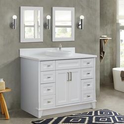 "49" Single sink vanity in White finish with White quartz and round sink - BellaTerra 400700-49S-WH-WERD"