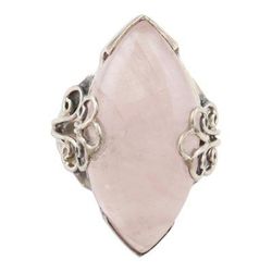 Pink Ardor,'Hand Made Rose Quartz and Sterling Silver Cocktail Ring'