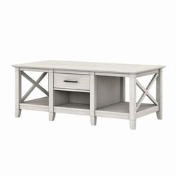 Bush Furniture Key West Coffee Table with Storage in Linen White Oak - Bush Furniture KWT148LW-03