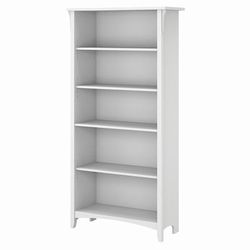 Bush Furniture Salinas Tall 5 Shelf Bookcase in Pure White - Bush Furniture SAB132G2W-03