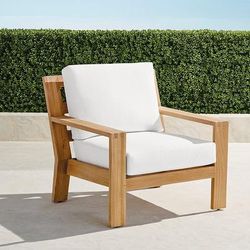 Calhoun Lounge Chair with Cushions in Natural Teak - Standard, Rain Natural - Frontgate