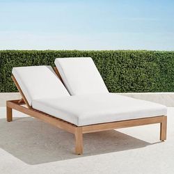 Calhoun Double Chaise with Cushions in Natural Teak - Standard, Natural - Frontgate