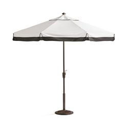 9 ft. Round Contrast Border Umbrella - Cobalt, Silver - Frontgate