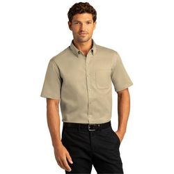 Port Authority W809 Short Sleeve SuperPro React Twill Shirt in Wheat size Medium