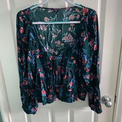 American Eagle Outfitters Tops | Ae Tie Front Top! Size Xl | Color: Green/Pink | Size: Xl