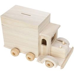 Tirelire "camion", en bois, 25 x 14 x 15 cm