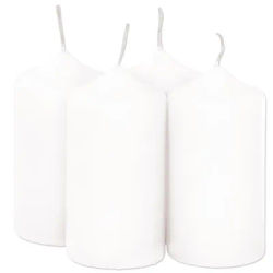 Bougies cylindriques, blanc, différentes hauteurs, 4 pièces