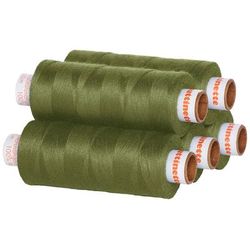buttinette Fil à coudre universel, grosseur : 100, lot de 5 bobines, olive