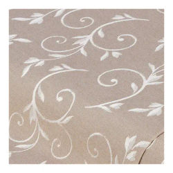 Tissu damassé "ramage", taupe, qualité anti-taches