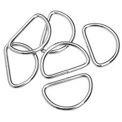 buttinette Demi-anneaux/anneaux en D, argent, dim. : 15 x 26 mm, 6 pièces