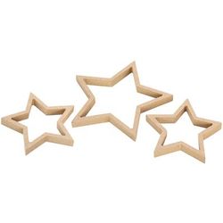 Etoiles pour le quilling, en MDF, naturel, 3 pièces