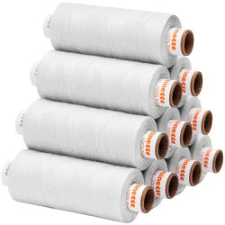 buttinette Fil à coudre universel, grosseur : 100, lot de 10 bobines, blanc