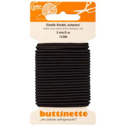 buttinette Cordon élastique, noir, 5 m