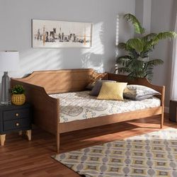 Baxton Studio Alya Classic Traditional Farmhouse Walnut Brown Finished Wood Full Size Daybed - Wholesale Interiors MG0016-1-Walnut-Daybed-Full