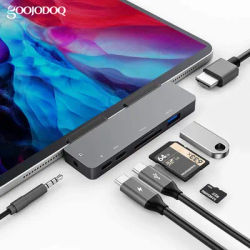 Airies USB Type C pour iPad Pro 11 12.9 Macbook airies USB C 7 en 1 avec prise de téléphone de