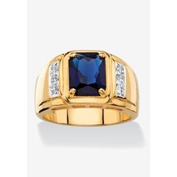 Men's Big & Tall Men's 18K Gold-plated Diamond and Sapphire Ring by PalmBeach Jewelry in Diamond Sapphire (Size 16)