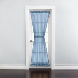 Wide Width BH Studio Sheer Voile Door Panel With Tiebacks by BH Studio in Smoke Blue (Size 60" W 40" L) Window Curtain