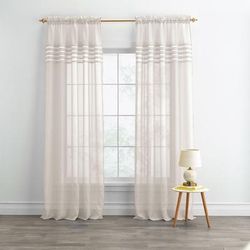 Wide Width BH Studio Sheer Voile Pleated Rod-Pocket Panel by BH Studio in Ecru (Size 56" W 72" L) Window Curtain