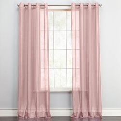 Wide Width BH Studio Sheer Voile Grommet Panel by BH Studio in Pale Rose (Size 56" W 84" L) Window Curtain
