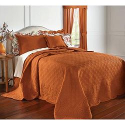 100% Cotton Florence Oversized Bedspread by BrylaneHome in Spice (Size QUEEN)