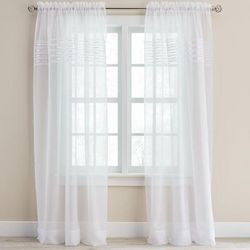 Wide Width BH Studio Sheer Voile Pleated Rod-Pocket Panel by BH Studio in White (Size 56" W 84" L) Window Curtain