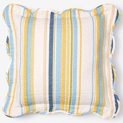 Florence Square Pillow by BrylaneHome in Sky Blue Stripe