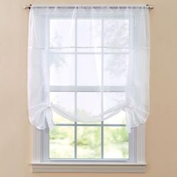 Wide Width BH Studio Sheer Voile Tie-Up Shade by BH Studio in White (Size 32" W 63" L) Window Curtain
