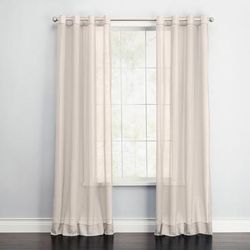 Wide Width BH Studio Sheer Voile Grommet Panel by BH Studio in Ecru (Size 56" W 84" L) Window Curtain