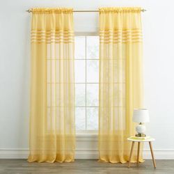 Wide Width BH Studio Sheer Voile Pleated Rod-Pocket Panel by BH Studio in Daffodil (Size 56" W 72" L) Window Curtain