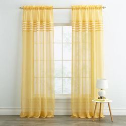 Wide Width BH Studio Sheer Voile Pleated Rod-Pocket Panel by BH Studio in Daffodil (Size 56" W 72" L) Window Curtain