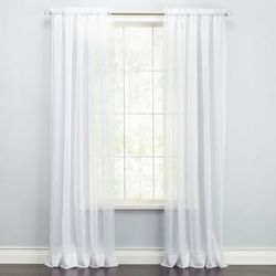 BH Studio Sheer Voile Rod-Pocket Panel Pair by BH Studio in White (Size 120"W 95" L) Window Curtains