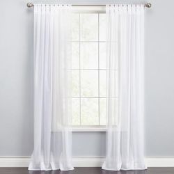 Wide Width BH Studio Sheer Voile Tab-Top Panel by BH Studio in White (Size 60" W 95" L) Window Curtain