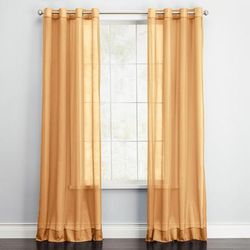 Wide Width BH Studio Sheer Voile Grommet Panel by BH Studio in Gold (Size 56" W 108"L) Window Curtain