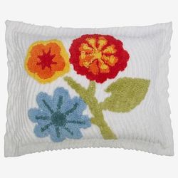 Bloom Chenille Sham by BrylaneHome in Red Multi (Size KING) Floral Pillow