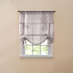 Wide Width BH Studio Sheer Voile Tie-Up Shade by BH Studio in Slate (Size 44" W 44" L) Window Curtain