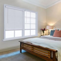 Wide Width Cut-To-Width 2" Distressed FW Blind by Whole Space Industries in White (Size 59" W 72" L)