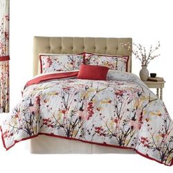 Funky Floral 6-Pc. Comforter Set by BrylaneHome in Burgundy Multi (Size KING)