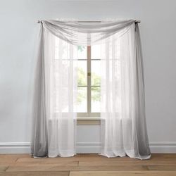 Wide Width BH Studio Sheer Voile Scarf Valance by BH Studio in Silver (Size 40" W 288"L) Window Curtain