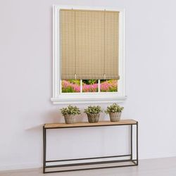 Wide Width Cordless Veranda Vinyl Roll-Up Blind by Achim Home Décor in Desert Almond (Size 60" W 72" L)