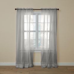 BH Studio Sheer Voile Rod-Pocket Panel Pair by BH Studio in Silver (Size 120"W 72" L) Window Curtains