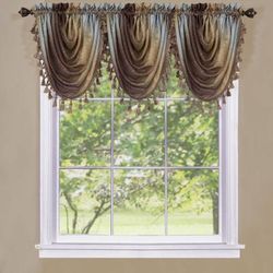 Wide Width Ombre Waterfall Valance by Achim Home Décor in Chocolate (Size 46" W 42" L)