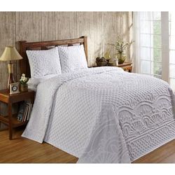 Trevor Collection Tufted Chenille Bedspread Set by Better Trends in White (Size QUEEN)