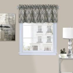 Wide Width Avery Window Valance Curtain by Achim Home Décor in Charcoal (Size 58" W 14" L)